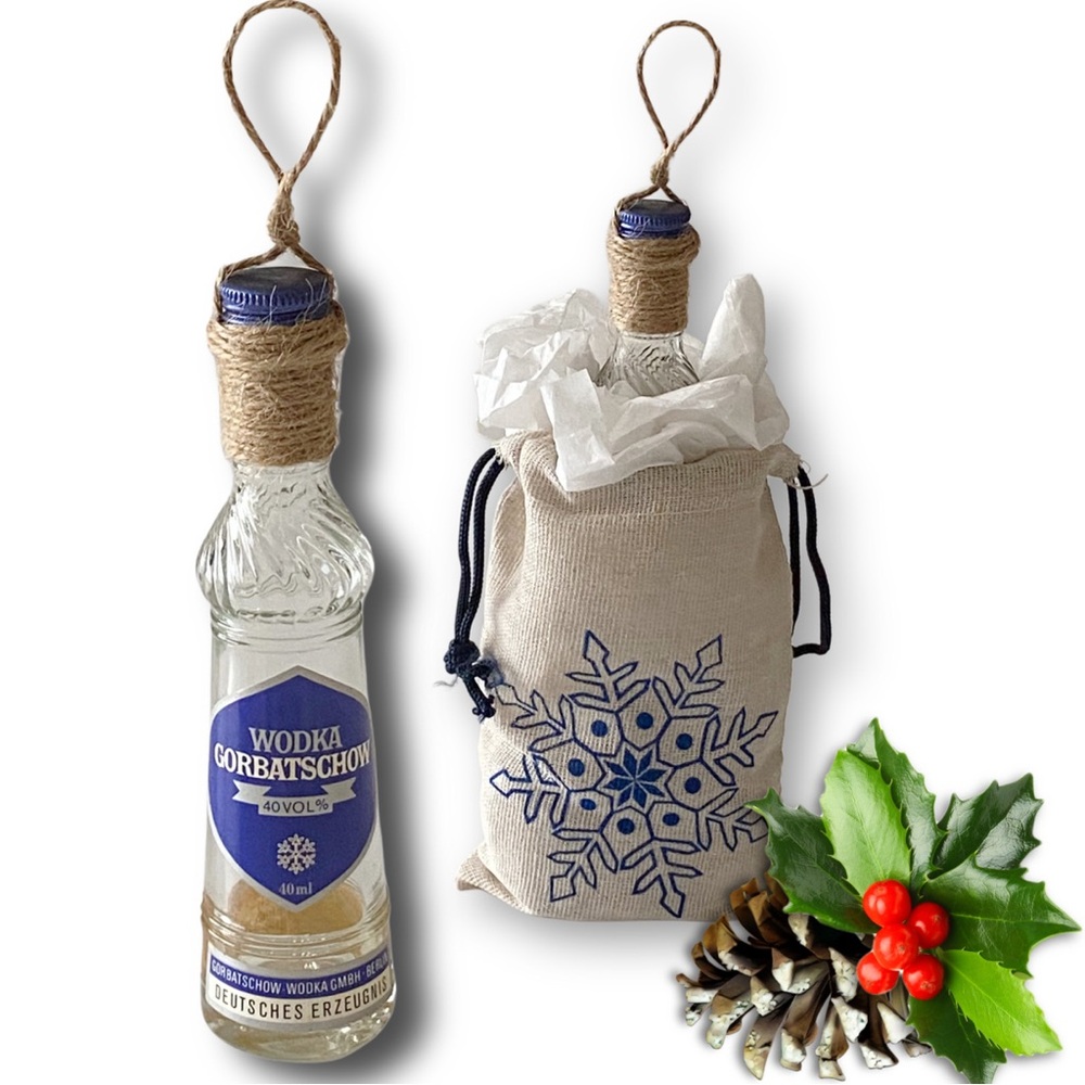 Wodka Gorbatschow Artisan Vintage Glass Miniature Bottle Unique Ornament